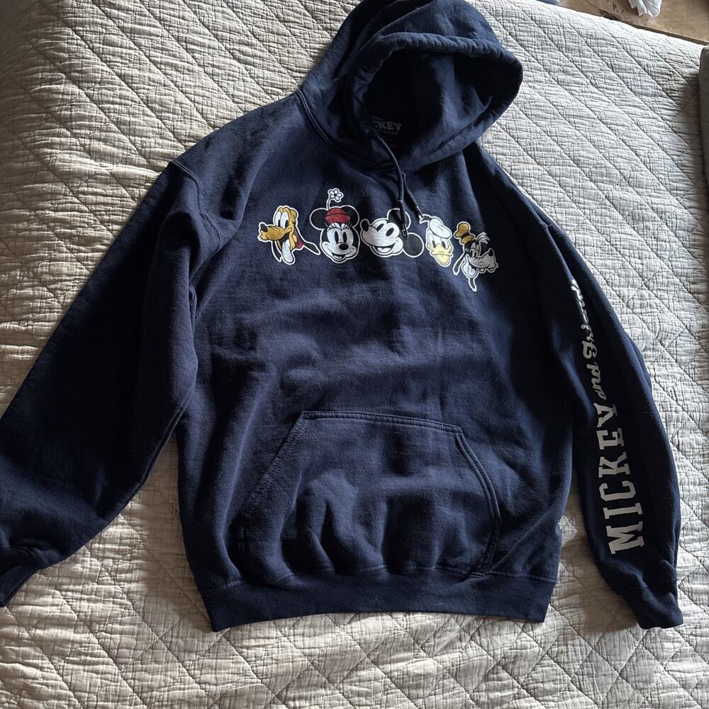Disney Mickey and Friends Pullover Hoodie Size Medium Mickey And Friends On Arm